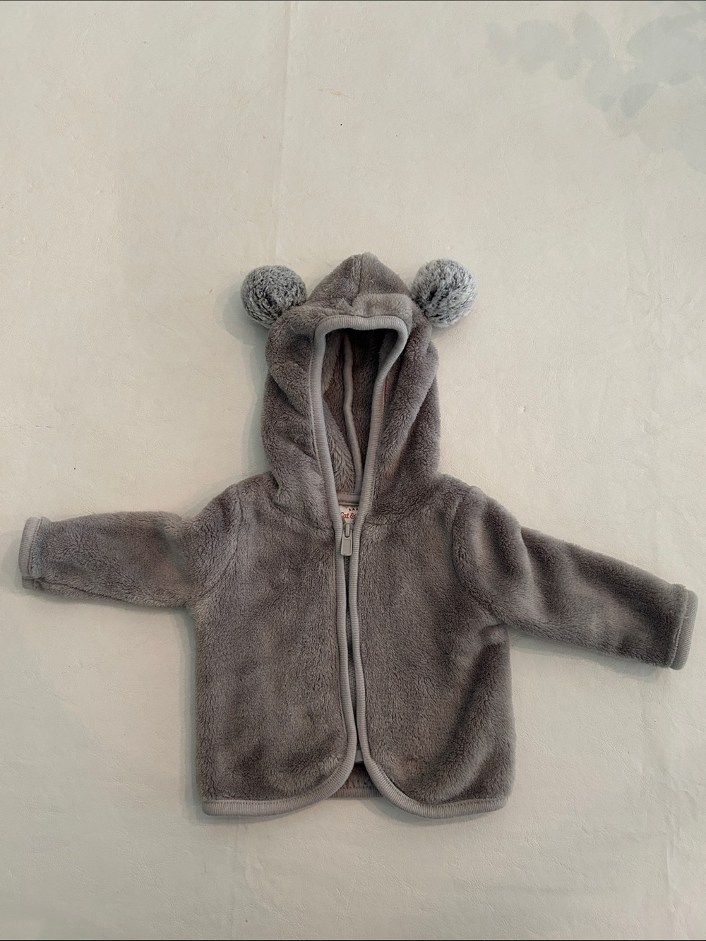 Cat & Jack Light Gray Plush Baby Hoodie with Ears